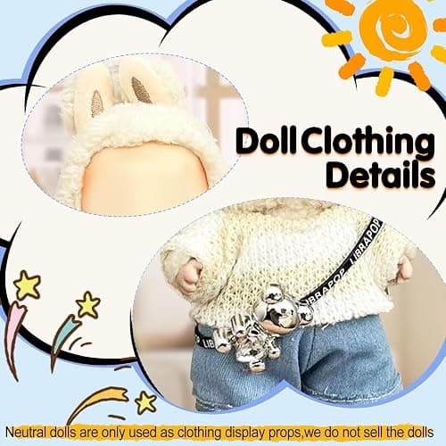 17cm Doll Clothes(NO Doll), Cute Dolls Outfit Accessories with Sweater + Denim Jeans + Pants, Small Kawaii Clothes Set for Dolls(Style 4) thumbnail 2