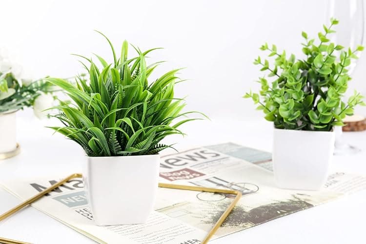 Der Rose 2 Pack Small Fake Plants Mini Artificial Potted Plants for Table Desk Home Bathroom Office Decor thumbnail 2