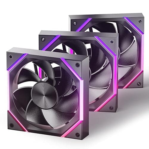 AsiaHorse NYOTA Reverse Blade 120mm ARGB PC Case Fan 3 Pack Intake Fan HDB Bearing 2000 RPM 61.5 CFM 4Pin PWM 5V 3Pin ARGB Black - Image 1