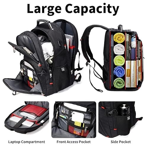 SHRRADOO Extra Large 50L Travel Laptop Backpack with USB Charging Port, College High School Backpack Airline Approved Business Work Bag Fits 17 Inch Computer for Men Women thumbnail 8
