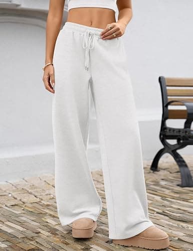 LOMON Women's Sweatpants Wide Leg Fleece Lined Sweat Pants Spring Winter Clothes 2026 Baggy Drawstring Joggers with Pockets thumbnail 3