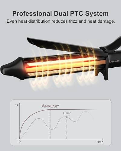 ANNLARY 1.25 Inch Curling Iron, 1 1/4 Titanium Ceramic Hair Curler, Fast Heating Curling Wand with 8 Heat Settings with LED Display for All Hair Types Dual Voltage 110-240V for Travel thumbnail 3