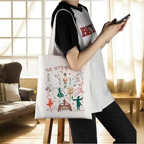 ENSIANTH Musical Inspired Tote Bag Sugar Plum Fairy Lover Gift Ballet Ballerina Shoulder Bag Ballet Recital Dance Gifts (Ballet flower bag) thumbnail 6