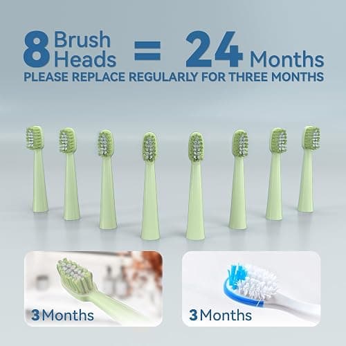 7AM2M Sonic Electric Toothbrush for Adults and Kids- High Power Rechargeable Toothbrushes with 8 Brush Heads,5 Adjustable Modes, Built-in 2-Minute Smart Timer,4 Hours Fast Charge for 30 DaysGreen thumbnail 2