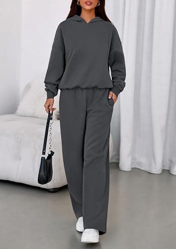 PRETTYGARDEN Womens Sweatsuits 2 Piece Set 2026 Casual Winter Long Sleeve Hoodie Loose Wide Leg Sweatpants Fall Tracksuit thumbnail 6