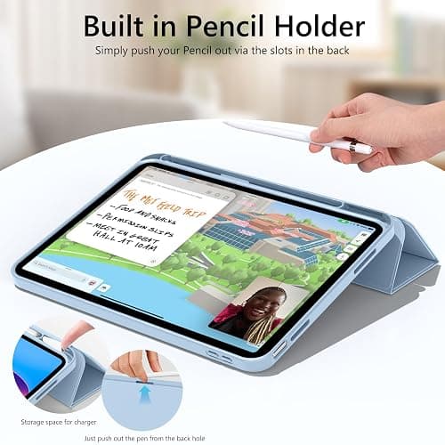 Lsmmpoba Case for iPad (A16) 11th Generation 11 Inch 2025, iPad 10th Generation 10.9 inch 2022 with Pencil Holder, Slim Trifold Stand TPU Back Case, Auto Wake/Sleep, Sky Blue thumbnail 5