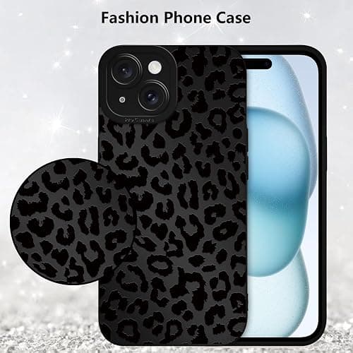 Cinysnt Cute Black Cheetah Print Phone Case for iPhone 15 6.1" | Aesthetic Leopard Pattern Design Cover Full Camera Lens Protective Shockproof Soft Slim TPU Funda for Men Women Girls thumbnail 6