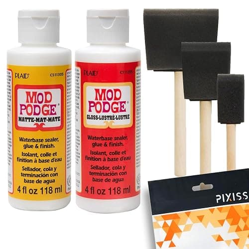 Mod Podge Decoupage Starter Kit, Gloss and Matte Medium with 3 Pixiss Foam Brushes, Waterproof for Puzzles, Wood and More - Image 1