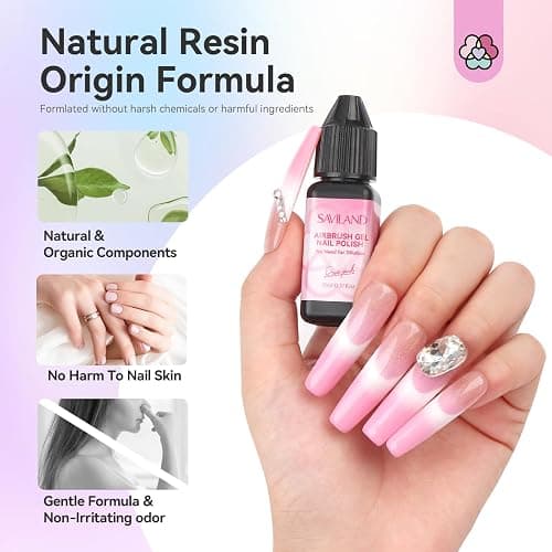 SAVILAND Airbrush Gel Nail Polish: Dilution-Free 24 Colors Airbrush for Nails Non-Acetone for Gradients Nails Blush Nails Layered Nail Art Various Pattern High Color Saturation for Home Salon Kit thumbnail 6