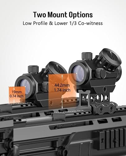 MidTen 2MOA Red Dot Sight 1x25mm Reflex Sight Waterproof & Shockproof & Fog-Proof Red Dot Scope with 1 inch Riser Mount thumbnail 2