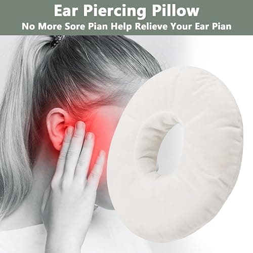 Piercing Pillow for Side Sleepers, Soft and Comfortable Donut Pillow, CNH Pillow Ear Pillows with Holes for Ear Pain, Piercing, Pain Relief Sleeping, Pressure Sore, Ear Pressure Relief (White) thumbnail 5