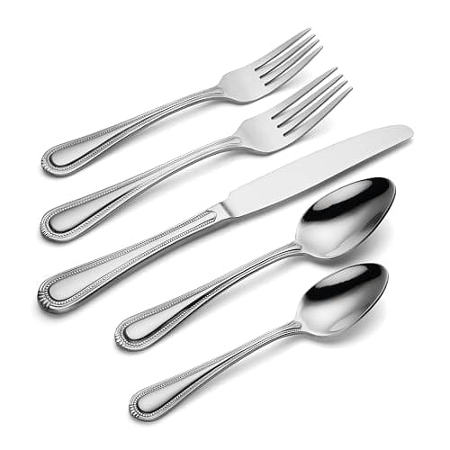 Oneida Silverware Set For 8, Countess 45-Piece Everyday Flatware Set with Serving Utensils, Service For 8, Bead Pearl, 18/0 Stainless Steel, Dishwasher Safe,Knives Spoons & Forks Set (Silver 45 Piece) thumbnail 4