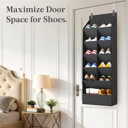 Lifewit 6 Tier Over the Door Shoe Organizer with 11 Large Deep Pockets, Fabric Hanging Shoes Shelf for Closet, Dorm Storage, Fit Up to 12 Pair Shoe Rack Holder for Sneakers, Boots, Black thumbnail 9