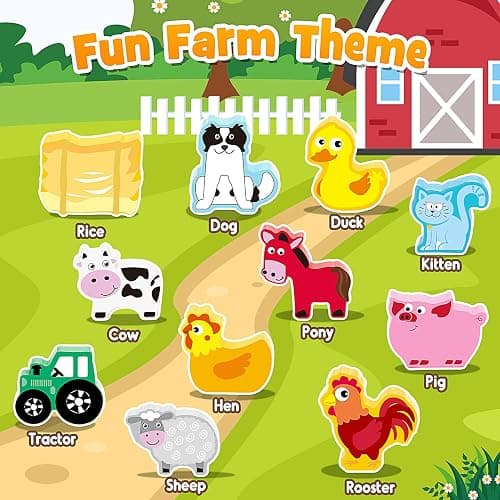 IPOURUP Montessori Toys for Kids 3-7 Wooden Farm Animal Blocks Stacking Games Educational Toy for 3 4 5 6 Year Old Girls Boys Christmas Birthday Gifts for Grandkids Toddler Balance Game Girls Age 3-5 thumbnail 5
