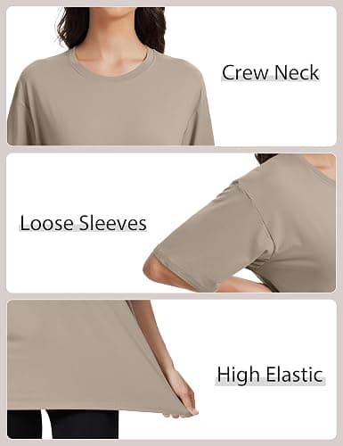 Kinglaman 5 Pack Womens Oversized T Shirts Crew Neck Loose Fit Short Sleeve Tshirts Summer Workout Plus Size Tee Tops thumbnail 4
