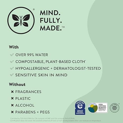 The Honest Company Clean Conscious Multi-Use Wipes | Hypoallergenic + Unscented for Sensitive Skin | Over 99% Water, Compostable, Plant Based, Baby Wipes | Rose Blossom, 60 Count - Rose Blossom - 60 Count (Pack of 1) thumbnail 6