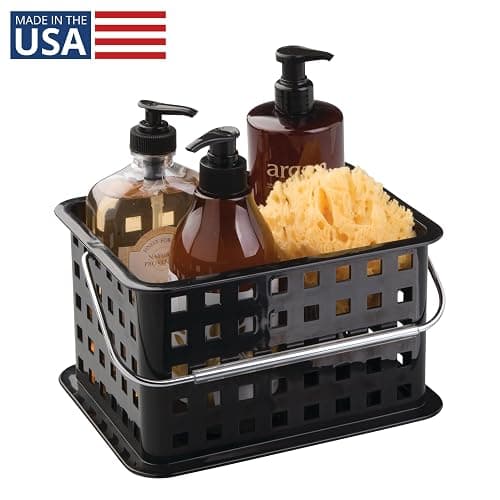 iDesign Plastic Shower Caddy Basket with Handle for Bathroom or College Dorm - Black - Made in USA thumbnail 4