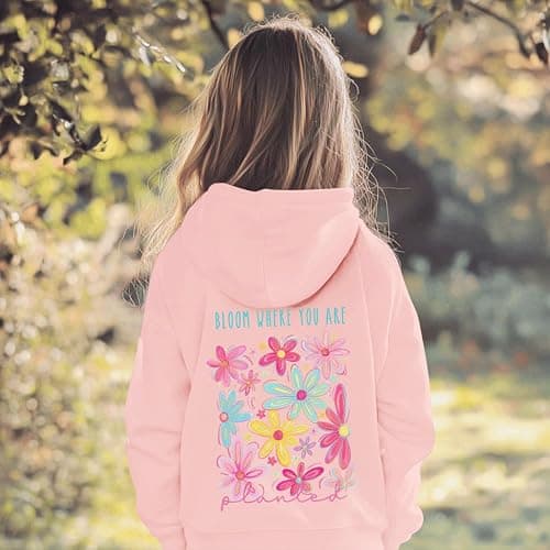 Sulayesh Girls Christian Flower Graphic Hoodie Kids Aesthetic Floral Inspirational Hoodies Cute Preppy Positive Sweatshirt thumbnail 3