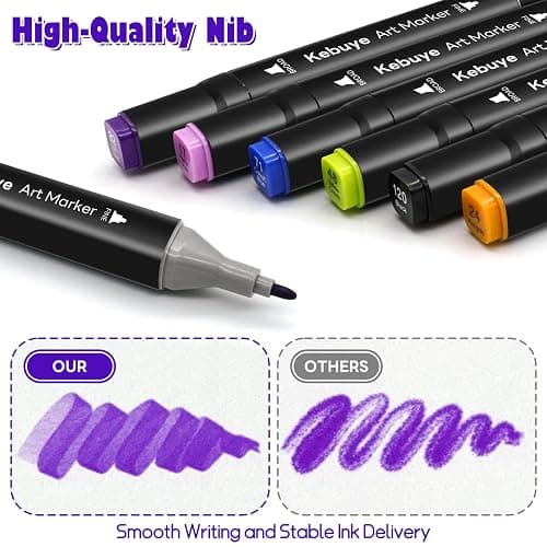 48 Colors Alcohol Markers Set, Dual Tips Blender Art Markers for Drawing Sketching Coloring Artist Pens and Underlining, Professional Permanent Sketch Markers for Kids Adult Coloring thumbnail 2