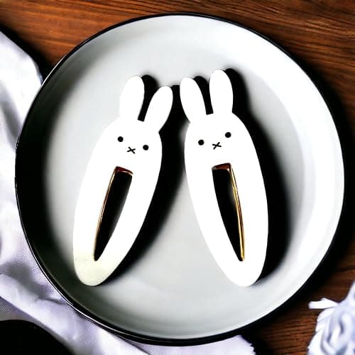 KOZUKI Cute Bunny Hair Clip, Pack of 2, Japanese Anime Style, Large, White, Female thumbnail 4