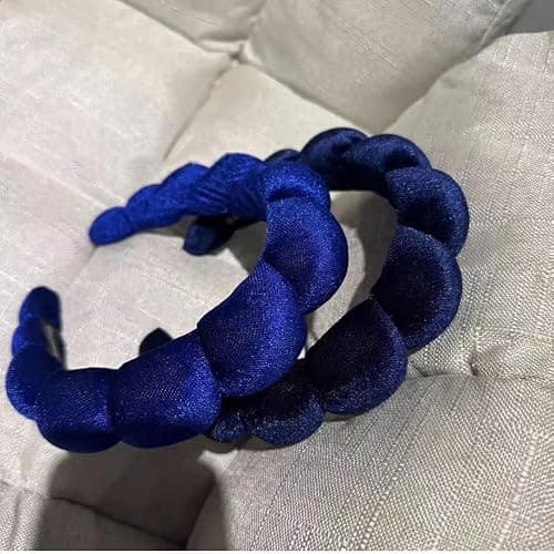 Uchyius Fashion Headbands for Women Padded Fabric Hair Bands Wide Velvet Non Slip Headband Hair Accessories for Women Girls (Navy Blue) thumbnail 6