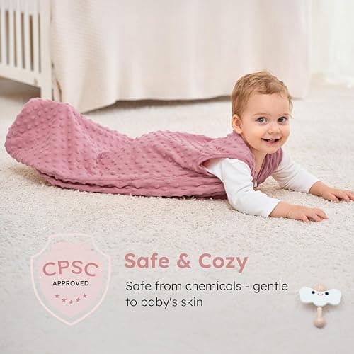 Yoofoss Fleece Baby Sleep Sack 6-12 Months with Plush Dots, TOG 1.5 Baby Wearable Blanket with 2-Way Zipper, Organic Cotton Toddler Sleep Sack Fleece thumbnail 7