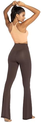 Sunzel Flare Leggings, Crossover Yoga Pants with Tummy Control, High-Waisted and Wide Leg - 30in Inseam - Medium - Black thumbnail 8