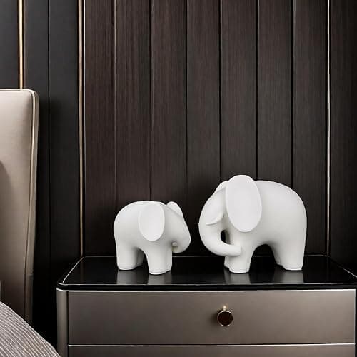 FUNSXBUG Abstract Elephant Statue Art Sculpture Figurine Collectible Gift Idea Home Decor Desktop Room Decoration Ceramics (Small) thumbnail 5