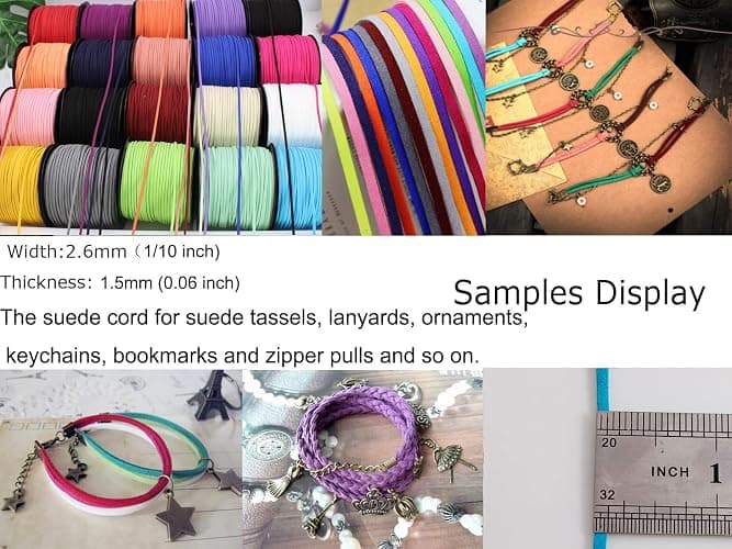 100 Yards Suede Leather Cords Leather Lace Flat Faux Suede Cord String Thread Velvet Cord for Necklace, Bracelet, Beading and DIY Crafts 20 Color Mixed thumbnail 4