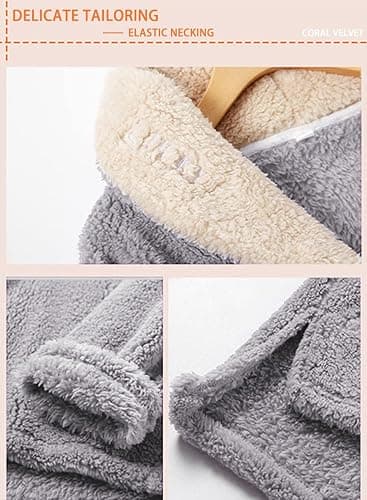 Peaceglad Mens Fluffy Coral Fleece Pajamas Set Pullover Pants Loose Plush Warm Loungewear Sleepwear thumbnail 5