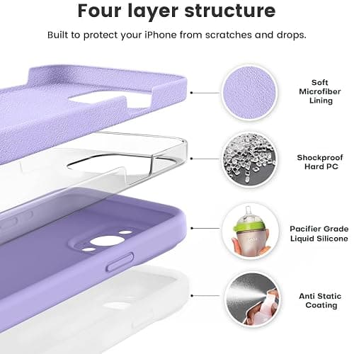Vooii Compatible with iPhone 15 Pro Max Case, Upgraded Premium Silicone, [Camera Protection] [Soft Anti-Scratch Microfiber Lining] Shockproof Phone Case for iPhone 15 Pro Max 6.7 inch - Light Purple thumbnail 2