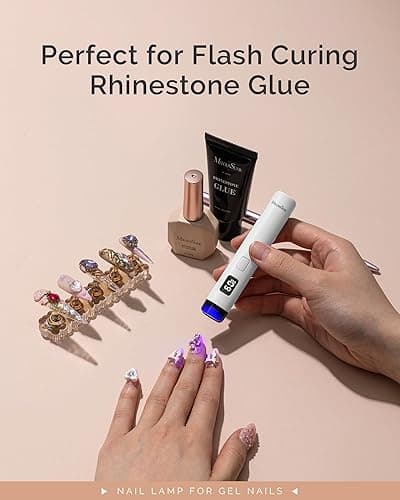 Melodysusie Handheld UV Light for Gel Nails, ART01R Cordless Gel X Nail Lamp Rechargeable with LCD Display, Eye-Protective Cover Flash Cure Nail Dryer for Rhinestone Glue Decoration DIY at Home White thumbnail 8