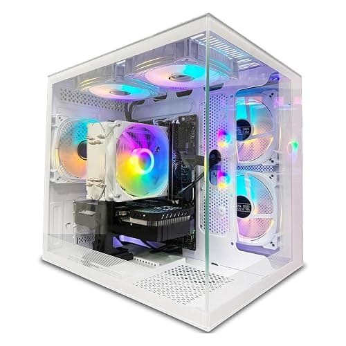 suevery Desktop Computers,32G RAM,1TB NVMe SSD,Core i5-12400F,RTX 3050 6G,Prebuilt Gaming PC,Tower Computer Gamer,Work,VR,4K,Home and Business WiFi 6 White thumbnail 2