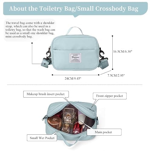 Weekender Bags for Women,Personal Item Travel Bag with Shoes Compartment,Overnight Travel Duffel Bag with Toiletry Bag - Large - Light Blue thumbnail 2