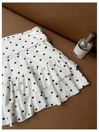 Milumia Women's Polka Dots Tiered Layered Mini Skirt Low Waist Short Ruffle Skirts thumbnail 5