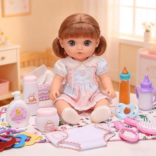 Baby Doll Accessories Set in Gift Box, 16 Pack Baby Doll Feeding Caring Kit with Pacifiers & Diaper Bag & Magic Bottles, Birthday / Christmas Party Goody Bag Stuffer, Toddler Kid Girl Pretend Play Toy thumbnail 2