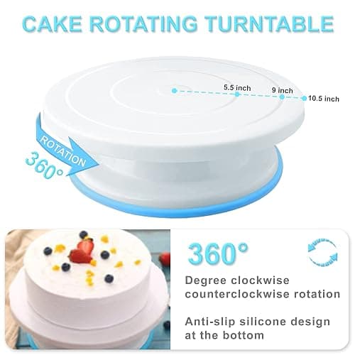 AZOMKER Cake Decorating Kits, Cake Accessories, Baking Accessories, Cake Plate Rotatable, Backset, Cake Rotator, Sprayer Bags Set (255pieces) thumbnail 3