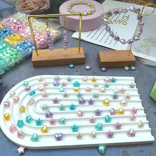 1000Pcs Acrylic Star Beads Hart Beads for Bracelet Jewelry Making, Pearlescent Acrylic ABS Pastel Colorful Cute Assorted Aesthetic Kawaii Bead for DIY Necklace Keychain Earing Phone Charms thumbnail 7