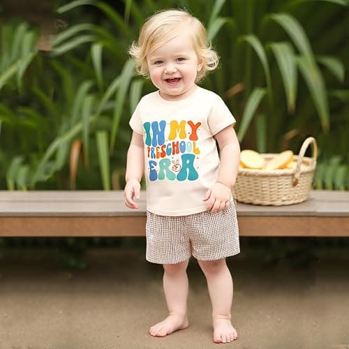 Doisbetthsay 2 Pack Toddler Shorts Boys Girls Elastic Waist Solid Color Gingham Stripe Shorts Bottoms Summer thumbnail 2