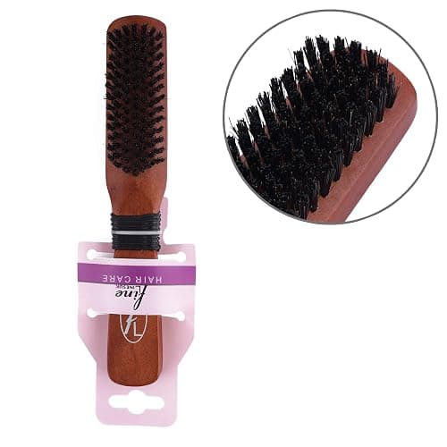 Fine Lines Boar Bristle Hair Brush – Reduces Frizz & Smooths Flyaways – Sleek Styles, Wooden Handle – Women & Men – Afro, Curly & Straight Hair – with Mixed Nylon for Detangling & Shine thumbnail 3