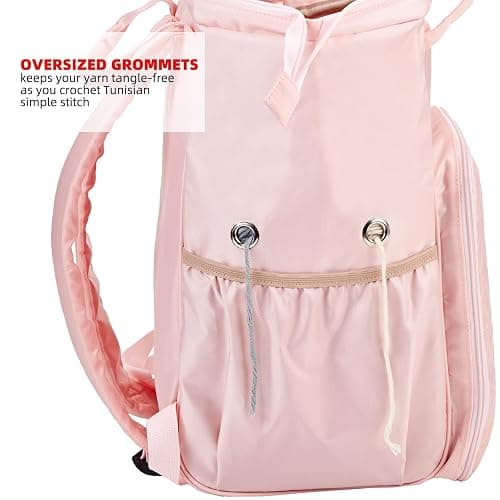 HOMEST Knitting Bag Backpack, Crochet Storage Organizer, Large Yarn Holder with Custom Front Pocket for Crochet Accessories and Supplies, Pink thumbnail 5