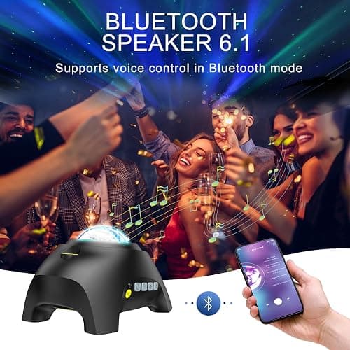 Northern Galaxy Light Aurora Projector with 33 Light Effects, Night Lights LED Star Projector for Bedroom Nebula Lamp, Remote Control, White Noises, Bluetooth Speaker for Parties Black thumbnail 4