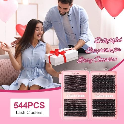 Glowing Win Wimpern Extensions 544 Stück Cluster Lashes 60D 100D 120D 150D Einzelne Wimpern Cluster 10-16mm volumen Wimpernverlängerung für DIY zu Hause thumbnail 2