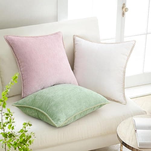 decorUhome Soft Chenille Throw Pillow Covers 12x20 Set of 2 Blush Pink | Fall Textured Decorative Throw Pillow Cases Stitched Edge Modern Farmhouse Luxury Boho Velvet for Couch Sofa Bed Home Decor thumbnail 2