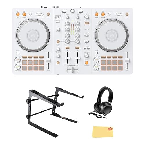 Pioneer DJ DDJ-FLX4 2-Channel DJ Controller - White Bundle with Laptop Stand, Headphones, and Austin Bazaar Polishing Cloth - Image 1