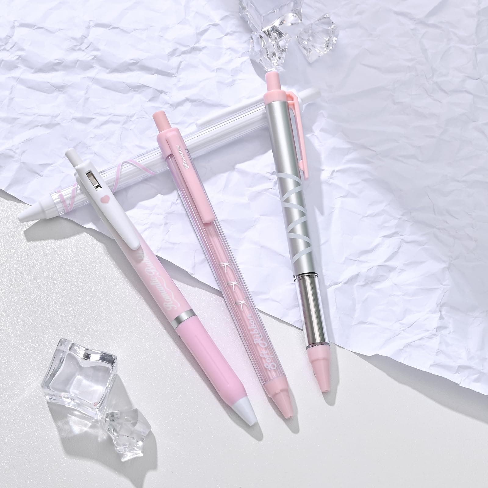 BAYTORY 8Pcs Gel Pens, Aesthetic Pens, Pastel Pen, Fine Point 0.5 mm Pens for Journaling, Retractable Quick Dry Black Ink, Smooth Writing for Office School Supplies (Pink Series) thumbnail 6