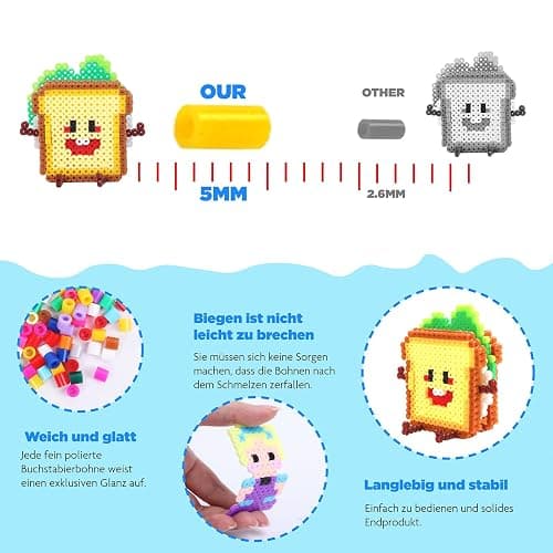 BLOT 4000 Bügelperlen Set 24 Farben Bügelperlen für Kinder Mädchen Jungen DIY Steckperlen mit Platte Zubehör Muster in Organizerbox, 5mm thumbnail 6