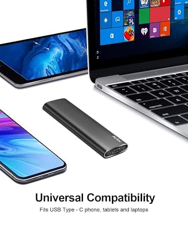 Netac ZSLIM External Solid State Drive 1TB, USB 3.2 Gen 2 (10Gbps, Type-C) Portable SSD up to 500 MB/s Read, External Storage Compatible for Mac, Latop, Desktop, Tablet, Android Phones(Black) thumbnail 4