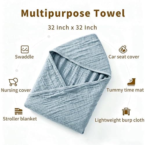 Hooded Baby Bath Towels - 2 Pack 100% Organic Cotton Towel thumbnail 6
