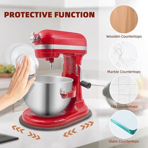 Mixer Slider Compatible with 5.5-8 QT Kitchen Aid Stand Mixers, Kitchen Countertop Storage Mover Sliding Caddy Mixer Slider Mat for Kitchen Aid Stand Mixer Accessories Attachment (Pine Wood - Brown) thumbnail 6